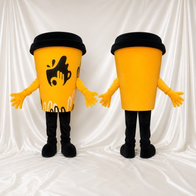 Orange Coffee Cup Mascot Costume Full Body for Adults Food Events
