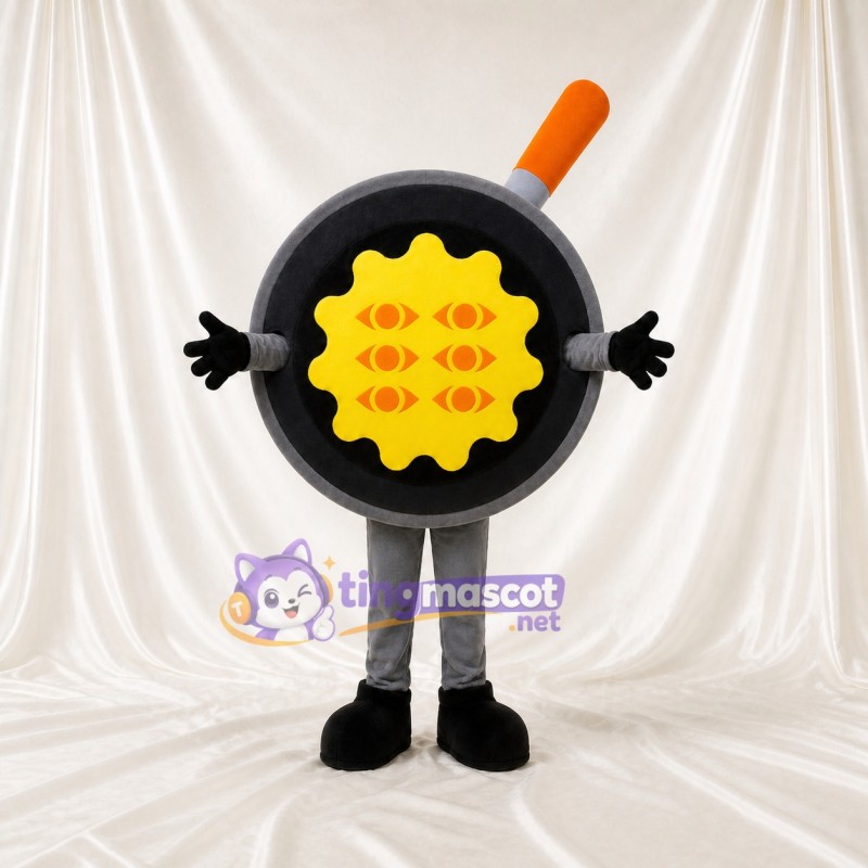 Black Frying Pan Mascot Costume Full Body for Adults Food Events