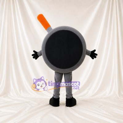 Black Frying Pan Mascot Costume Full Body for Adults Food Events