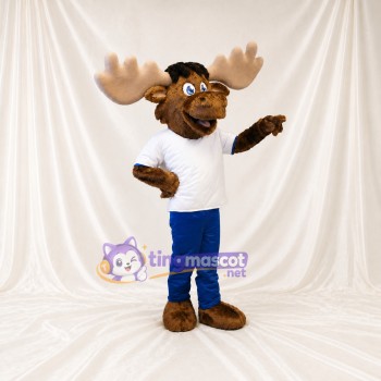 Orignal à Bois de Cerf et Chemise Costume de mascotte intégral pour adultes Événements sportifs
