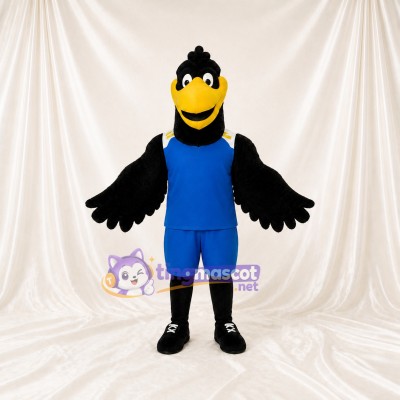 Black Athletic Black Bird Mascot Costume Full Body for Adults Sports Events