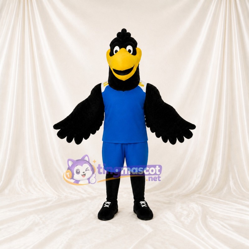 Black Athletic Black Bird Mascot Costume Full Body for Adults Sports Events