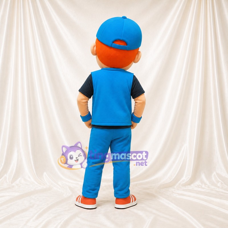 Sporty Cartoon Boy Character Mascot Costume Full Body for Adults School Events