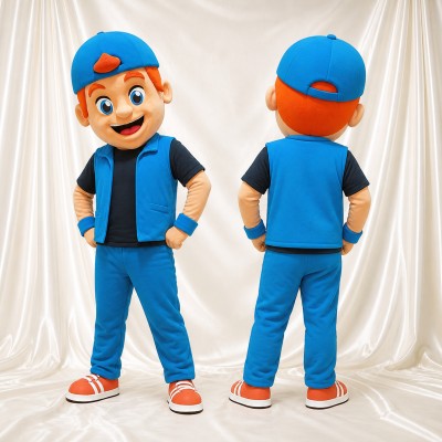 Sporty Cartoon Boy Character Mascot Costume Full Body for Adults School Events