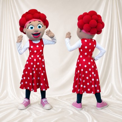 Red Woman Character Mascot Costume Full Body for Adults School Events