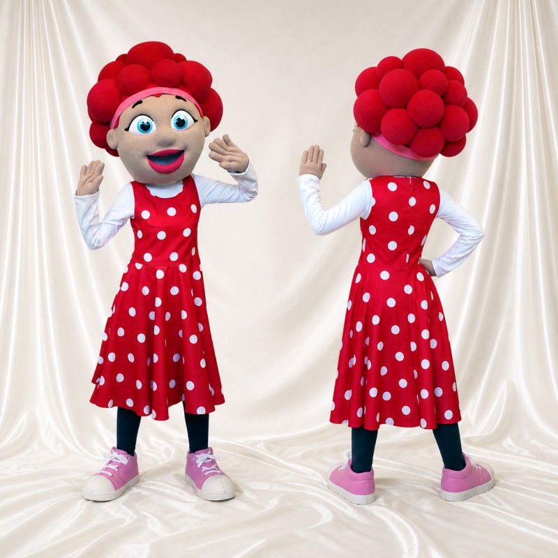 Red Woman Character Mascot Costume Full Body for Adults School Events