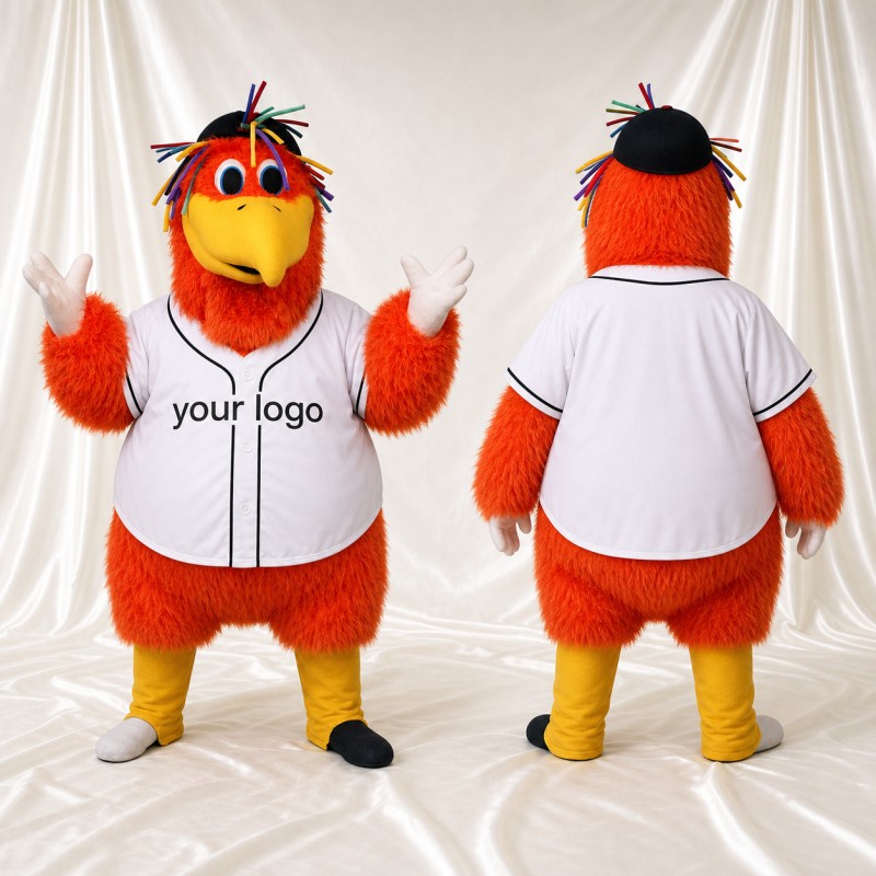 Orange and White Bird Mascot Costume Full Body for Adults Sports Events