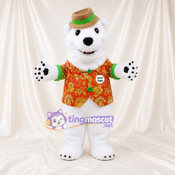Ours Polaire Blanc Costume de mascotte intégral pour adultes Noël