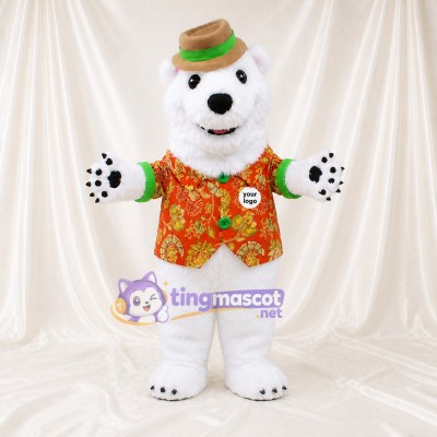 White Polar Bear Mascot Costume Full Body for Adults Christmas