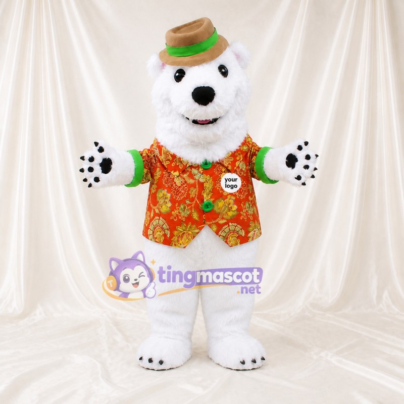 White Polar Bear Mascot Costume Full Body for Adults Christmas