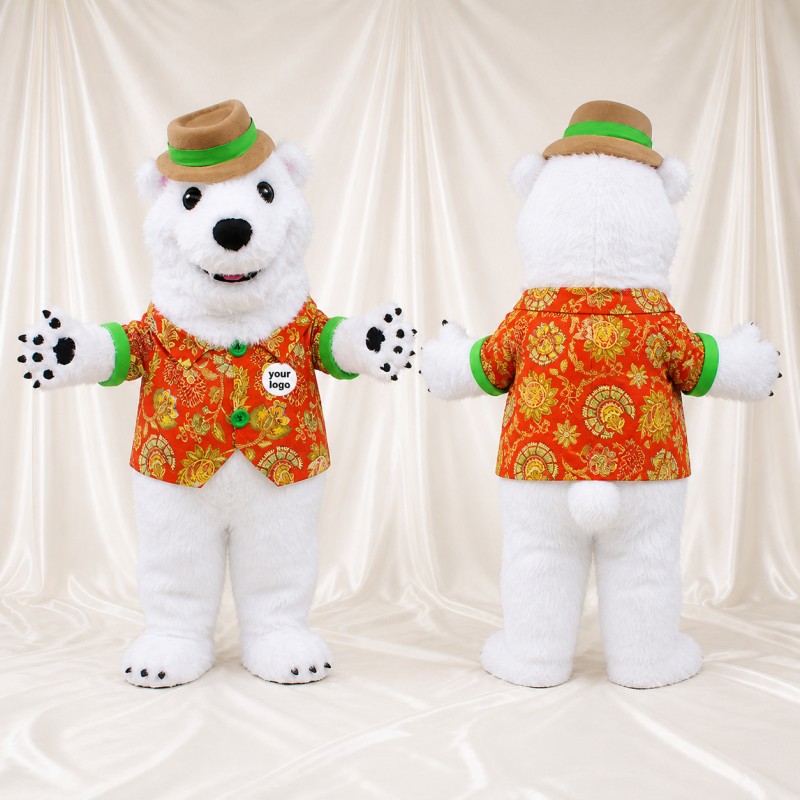 White Polar Bear Mascot Costume Full Body for Adults Christmas