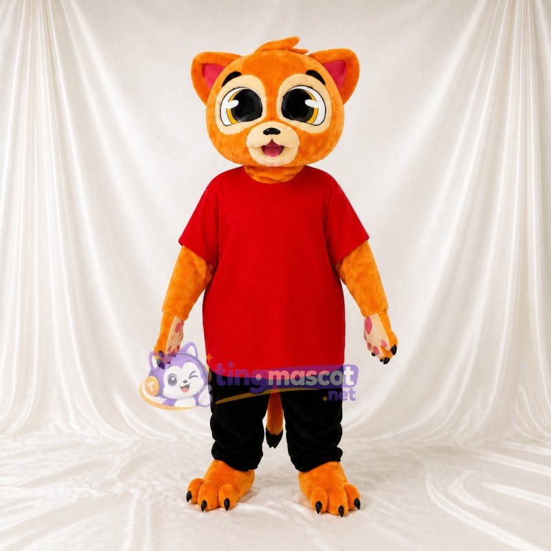 Sporty Orange Cat Mascot Costume Full Body for Adults Sports Events