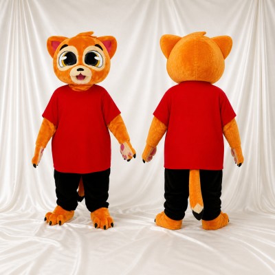 Sporty Orange Cat Mascot Costume Full Body for Adults Sports Events