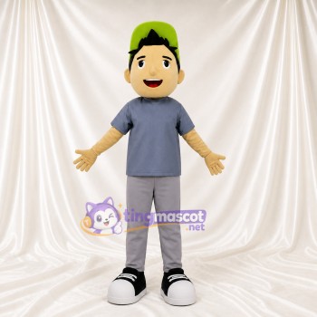 Personnage garçon gris Costume de mascotte intégral pour adultes Événements scolaires