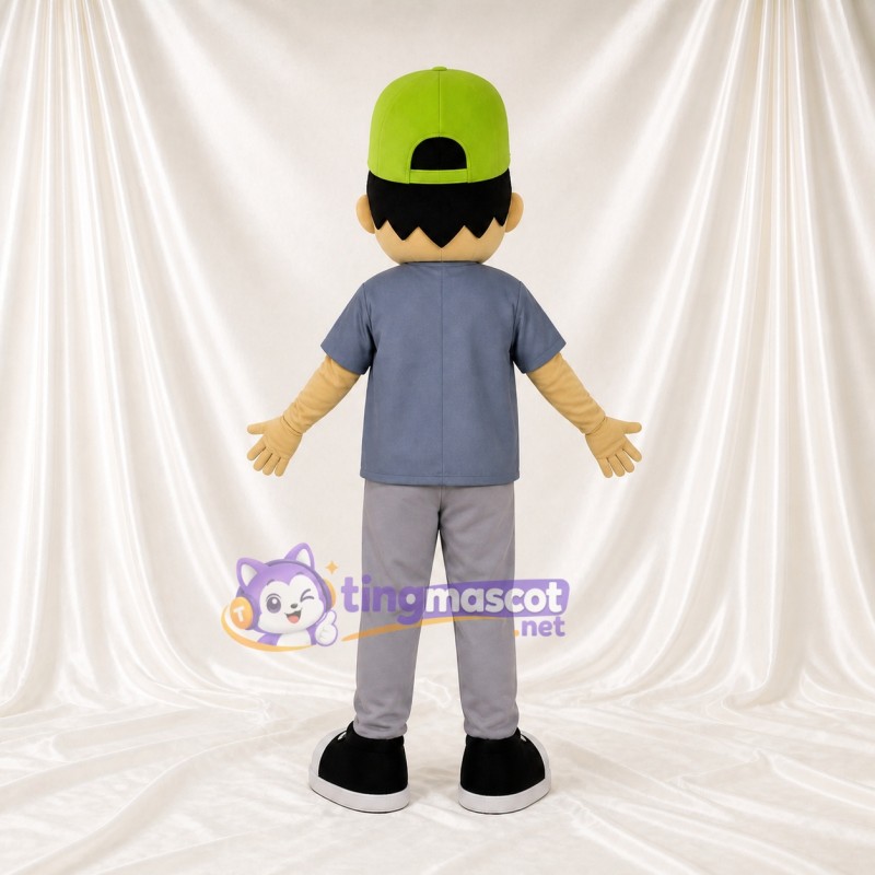 Gray Boy Character Mascot Costume Full Body for Adults School Events