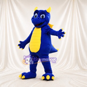 Blue and Yellow Dragon Mascot Costume Full Body for Adults Sports Events