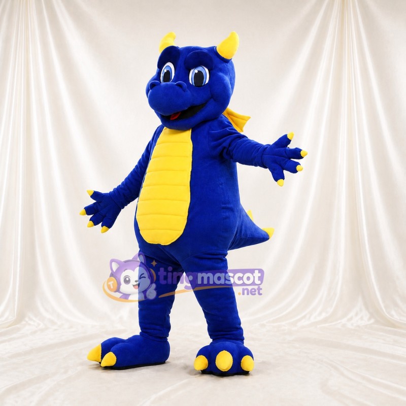 Blue and Yellow Dragon Mascot Costume Full Body for Adults Sports Events