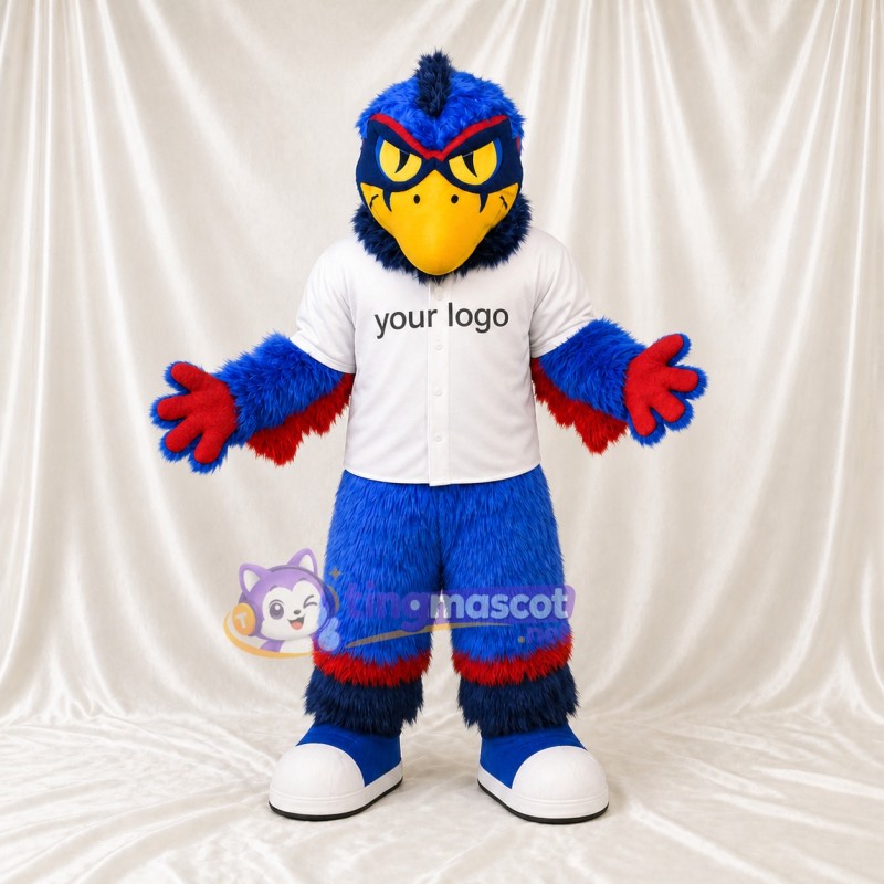 Blue and Red Bird Mascot Costume Full Body for Adults Sports Events