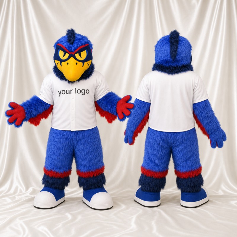 Blue and Red Bird Mascot Costume Full Body for Adults Sports Events