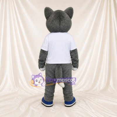 Sporty Gray Wolf Mascot Costume Full Body for Adults Sports Events
