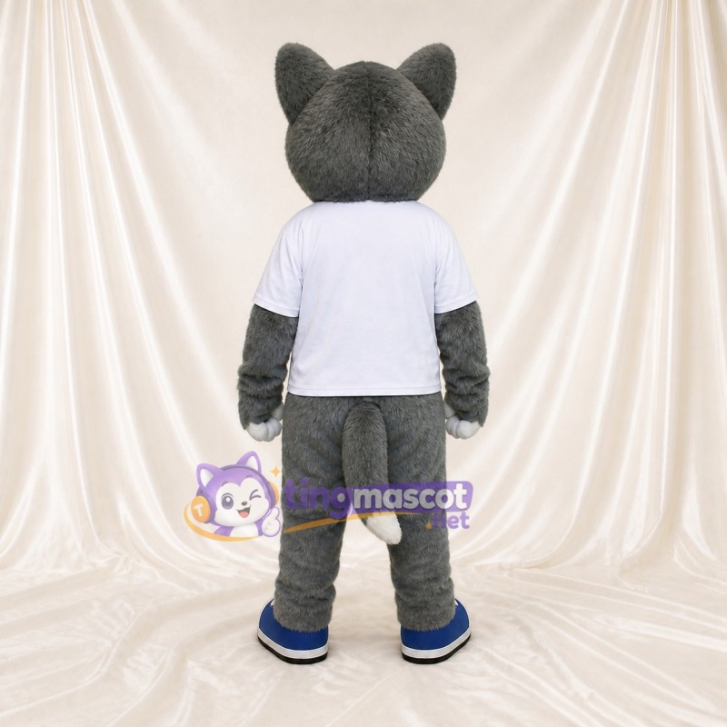 Sporty Gray Wolf Mascot Costume Full Body for Adults Sports Events