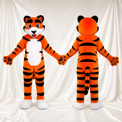 Classic Striped Tiger Mascot Costume Full Body for Adults Sports Events