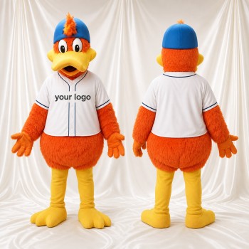 Costume de mascotte canard orange et bleu intégral pour adultes – événements sportifs