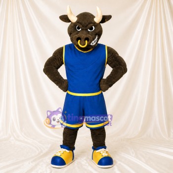 Basketball Uniform Bull Mascot Costume Full Body for Adults Sports Events