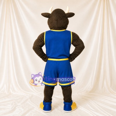 Basketball Uniform Bull Mascot Costume Full Body for Adults Sports Events