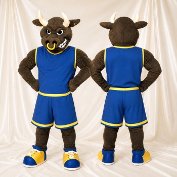 Basketball Uniform Bull Mascot Costume Full Body for Adults Sports Events