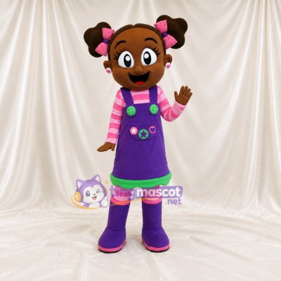 Purple Girl Character Mascot Costume Full Body for Adults School Events