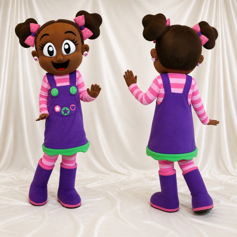 Purple Girl Character Mascot Costume Full Body for Adults School Events