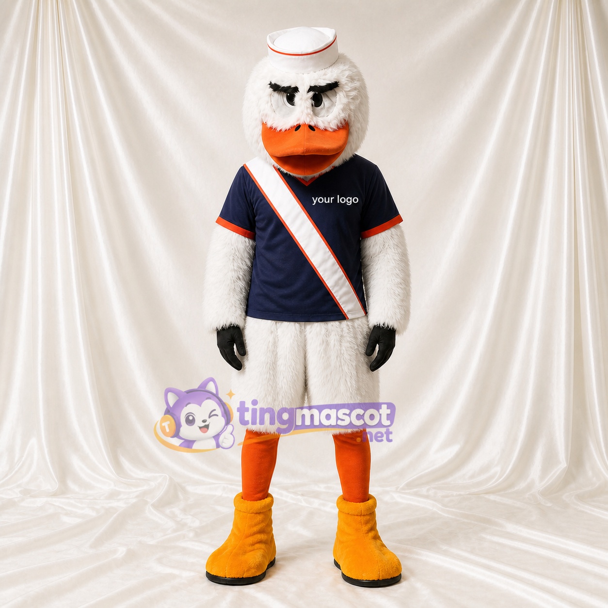 Athletic White Duck Mascot Costume Full Body for Adults Sports Events Athletic White Duck Mascot Costume Full Body for Adults Sports Events