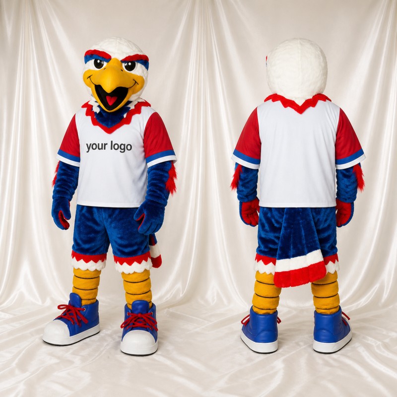 White Athletic White Eagle Mascot Costume Full Body for Adults Sports Events