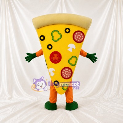 Smiling Colorful Pizza Slice Mascot Costume Full Body for Adults Food Events
