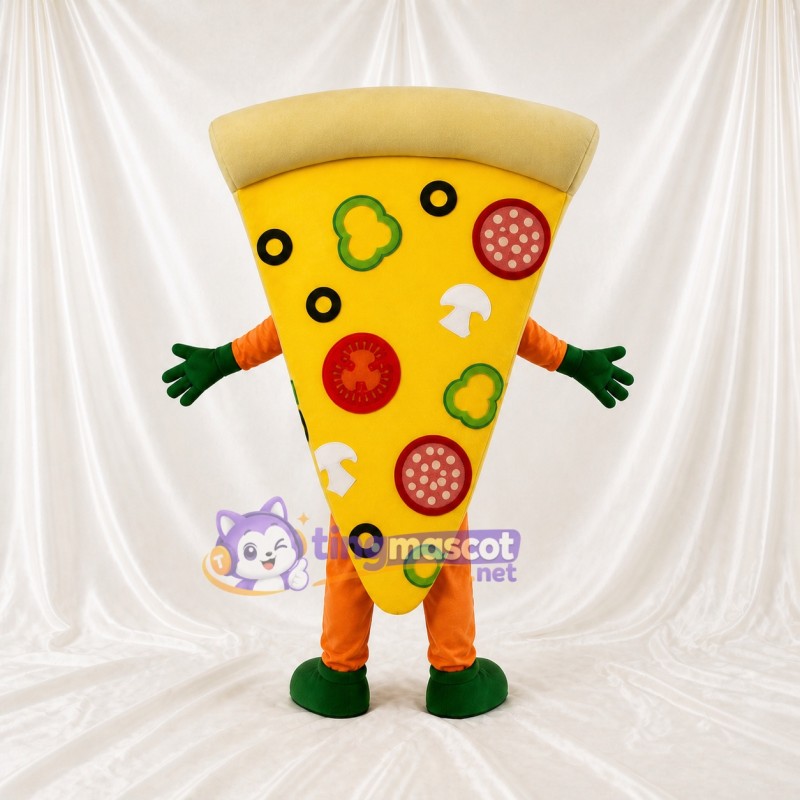 Smiling Colorful Pizza Slice Mascot Costume Full Body for Adults Food Events