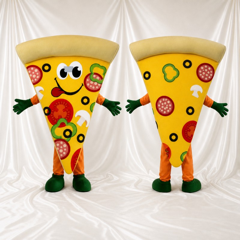 Smiling Colorful Pizza Slice Mascot Costume Full Body for Adults Food Events