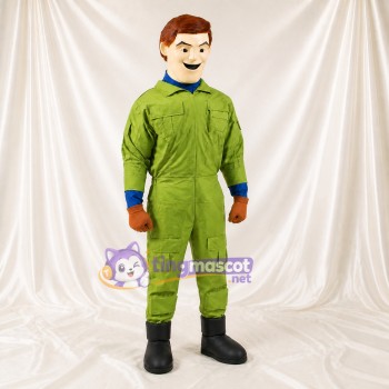 Green Flight Worker Character Mascot Costume Full Body for Adults School Events