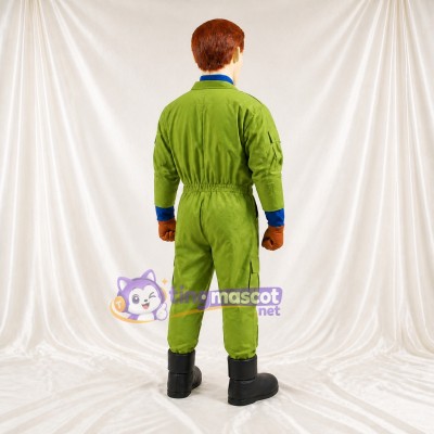 Green Flight Worker Character Mascot Costume Full Body for Adults School Events