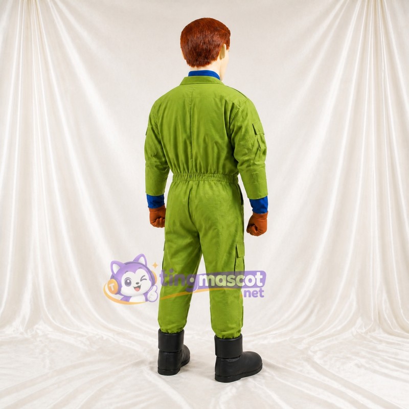 Green Flight Worker Character Mascot Costume Full Body for Adults School Events