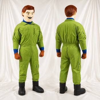 Green Flight Worker Character Mascot Costume Full Body for Adults School Events