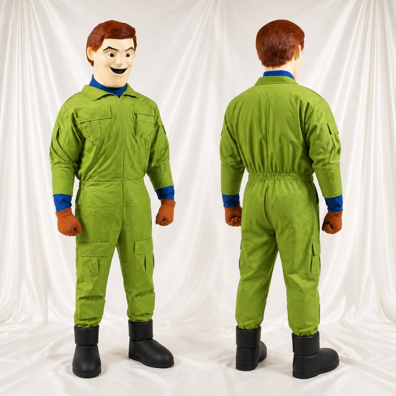 Green Flight Worker Character Mascot Costume Full Body for Adults School Events