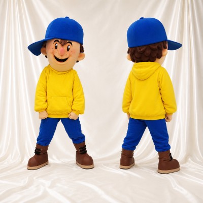 Yellow Boy Character Mascot Costume Full Body for Adults School Events