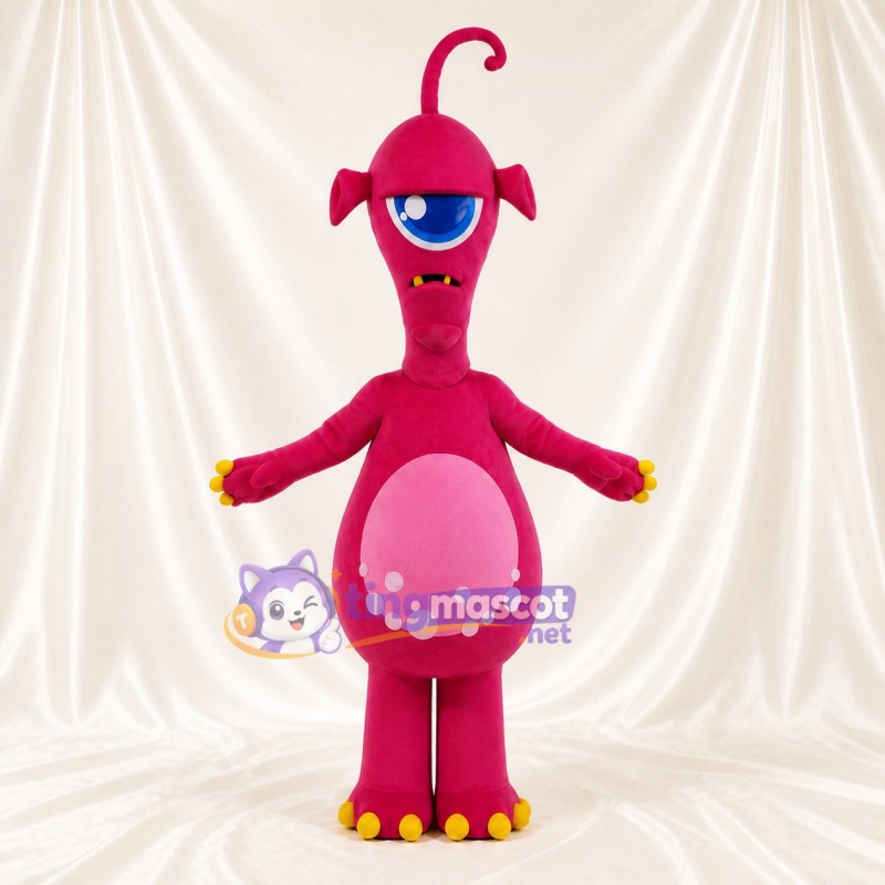 Magenta Alien Mascot Costume Full Body for Adults School Events