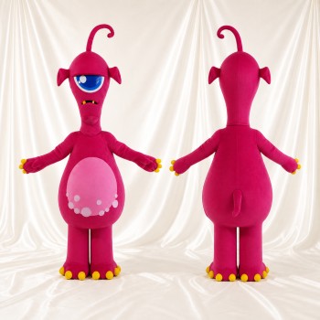 Magenta Alien Mascot Costume Full Body for Adults School Events