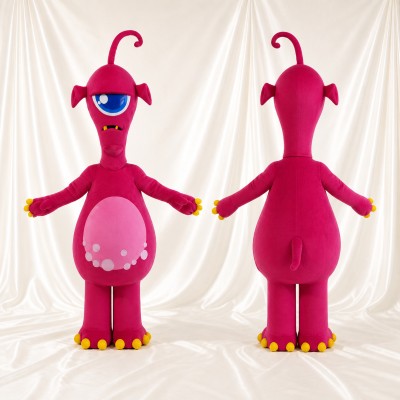 Magenta Alien Mascot Costume Full Body for Adults School Events