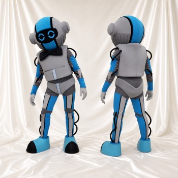 Grauer Roboter Maskottchenkostüm Ganzkörper für Erwachsene Technologieveranstaltungen