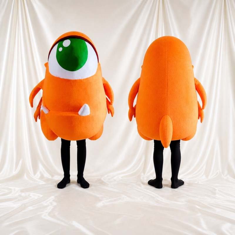 Orange Monster Mascot Costume Full Body for Adults Tech Events