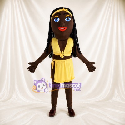 Black Woman Character Mascot Costume Full Body for Adults Stage Events