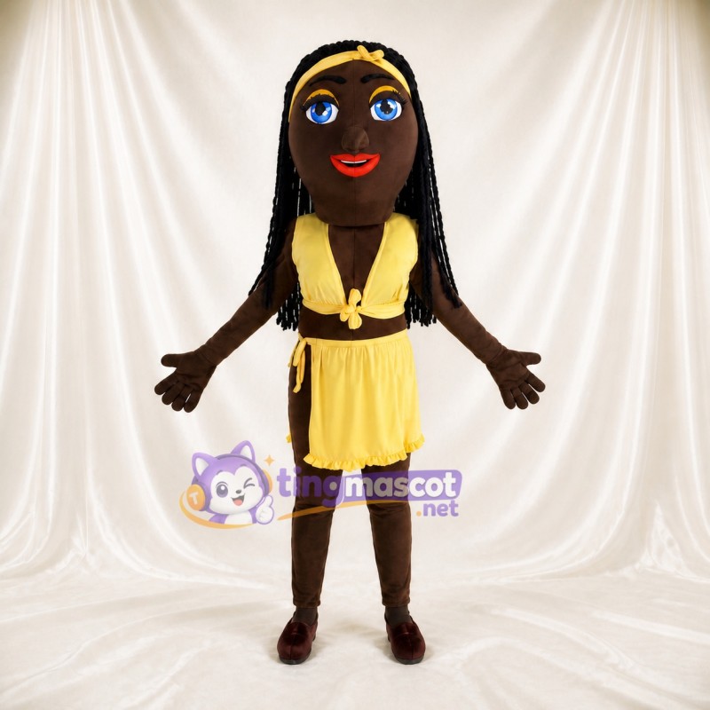 Black Woman Character Mascot Costume Full Body for Adults Stage Events